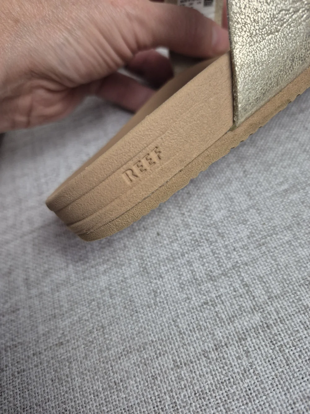REEF Metallic Gold Two Strap Cushion Slide Sandals Size 13/1